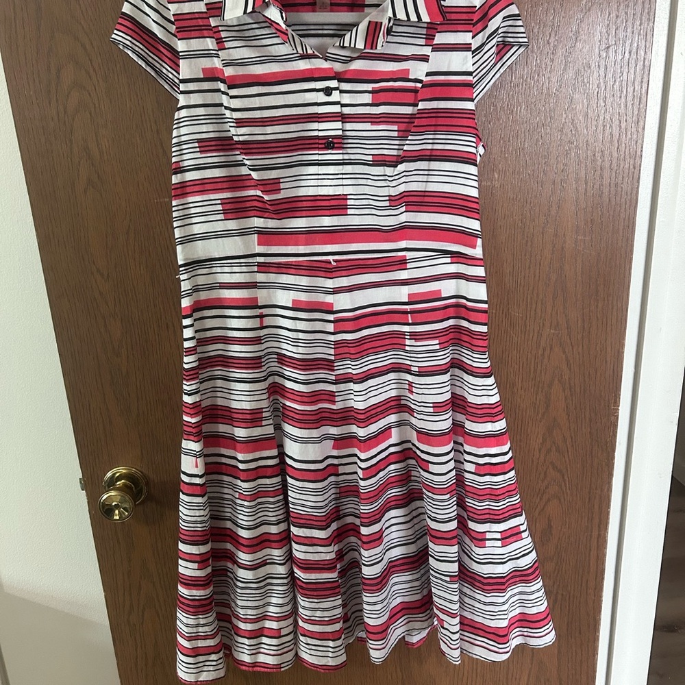 Woman’s Red & White Striped Polo Dress. NO waist tie